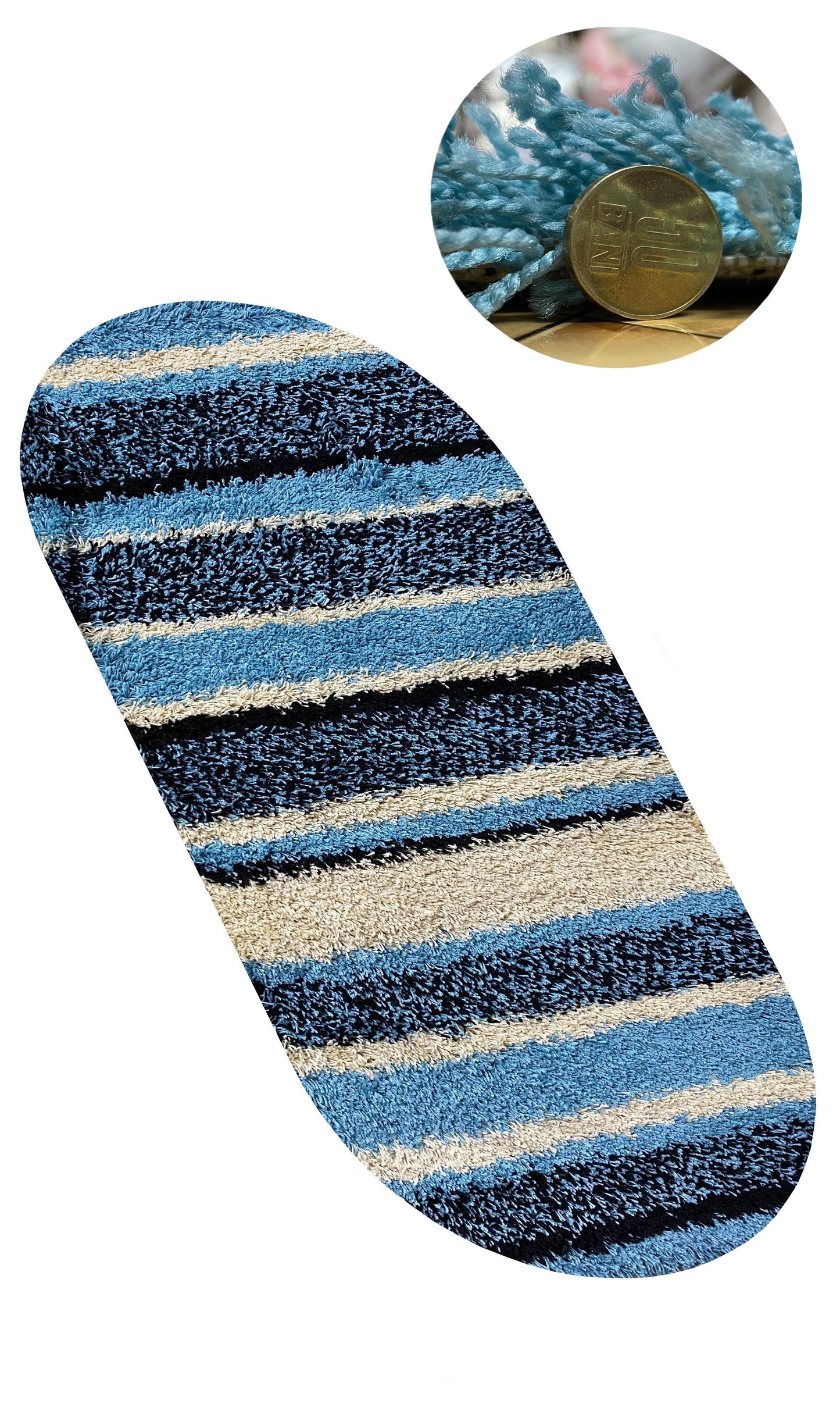 Covor Pufos tip Shaggy ,Turcoaz/Bej/Negru