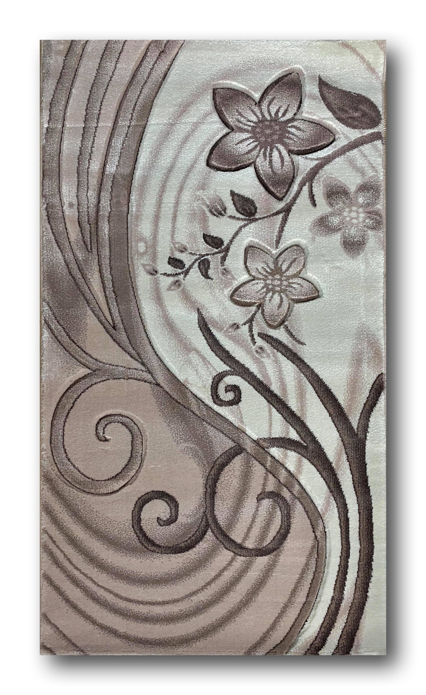 Covor cu Insertii Florale tip Margarete , Grej