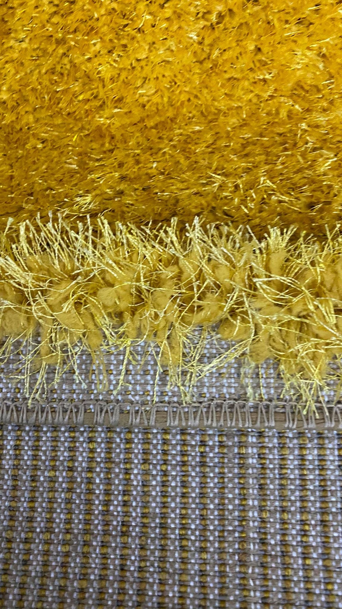 Covor Pufos de Matase si Bumbac,Galben