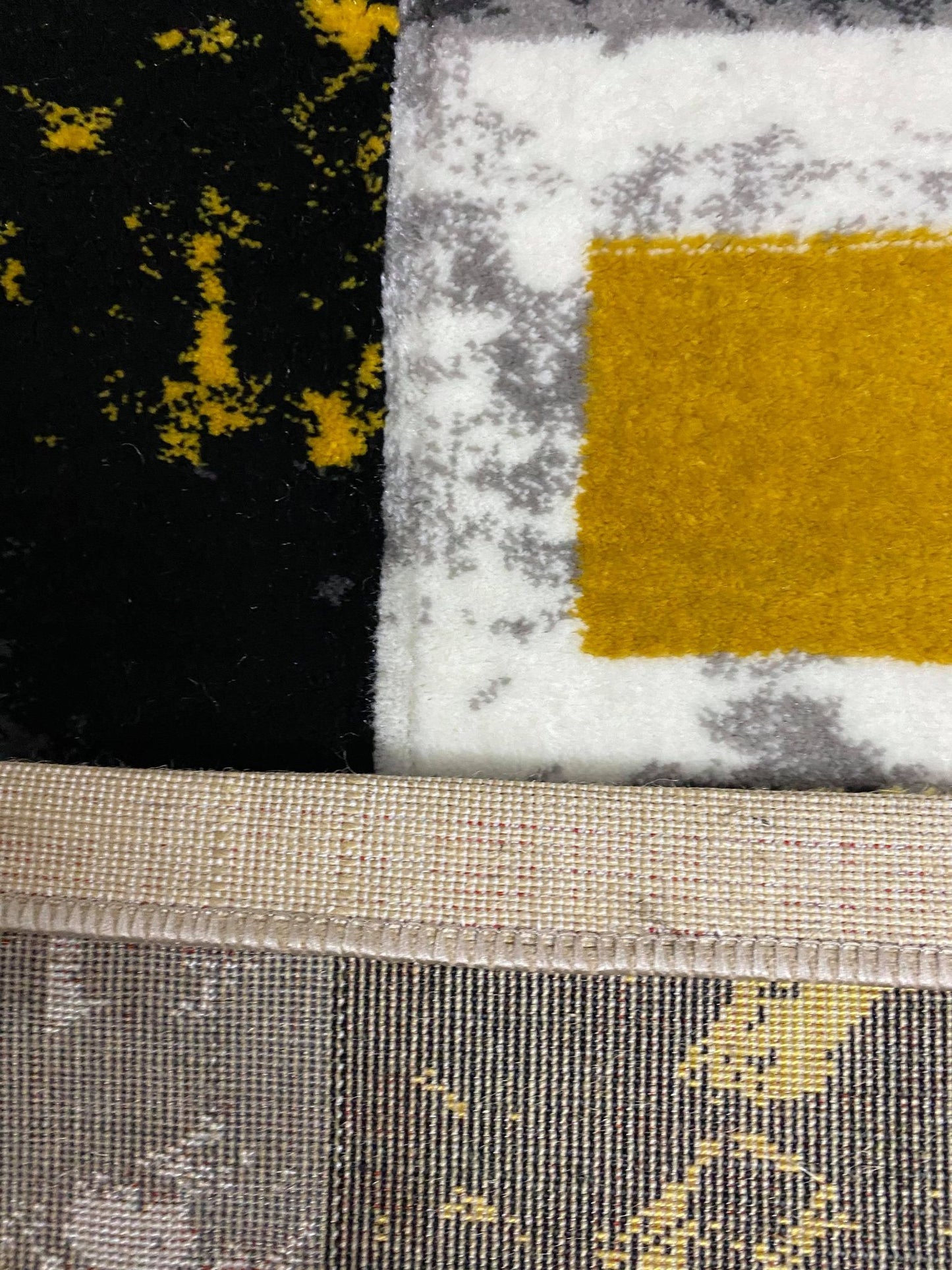 Covor Geometric De Tip Cerc ,Galben/Gri/Negru