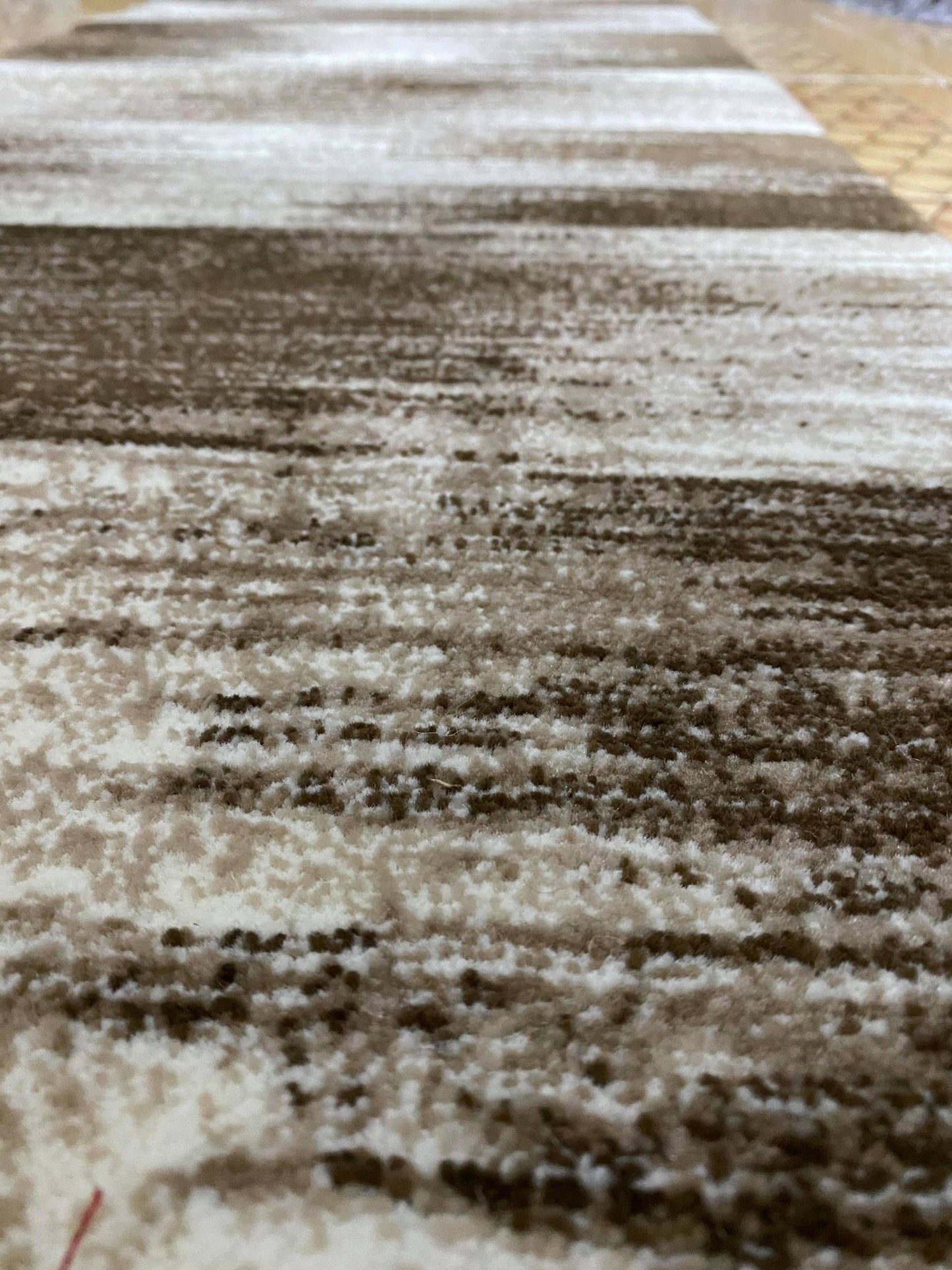 Traversa cu Insertii Geometrice tip Linii in Degrade,Bej/Maro