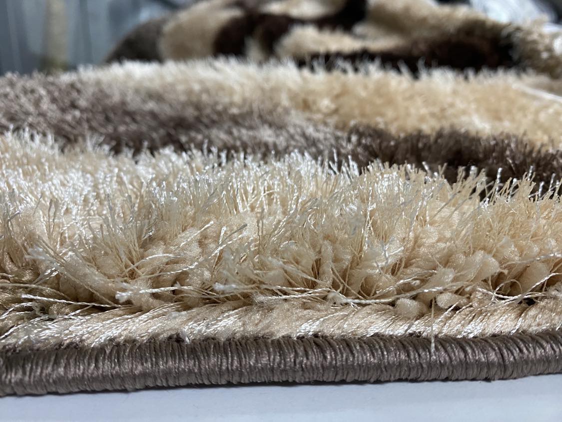 Covor Pufos cu Fir de Matase si Pufos 3D TIp Lini,Capucinno/Bej/Maro