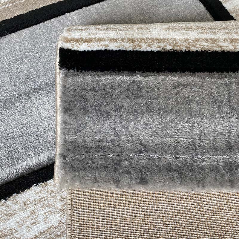 Covor cu Insertii 3D Patrate,Gri/Bej