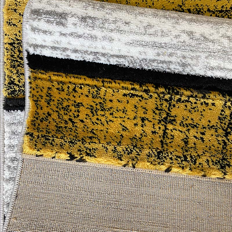 Covor cu Insertii 3D Patrate,Gri/Galben