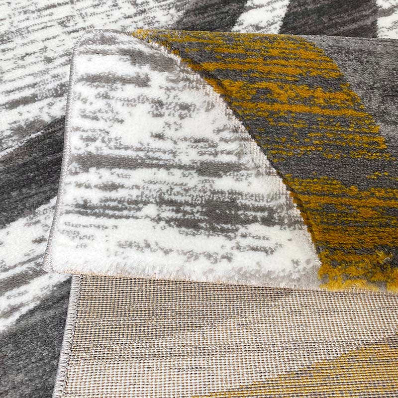 Covor cu Insertii 3D Triunghiuri,Gri/Galben