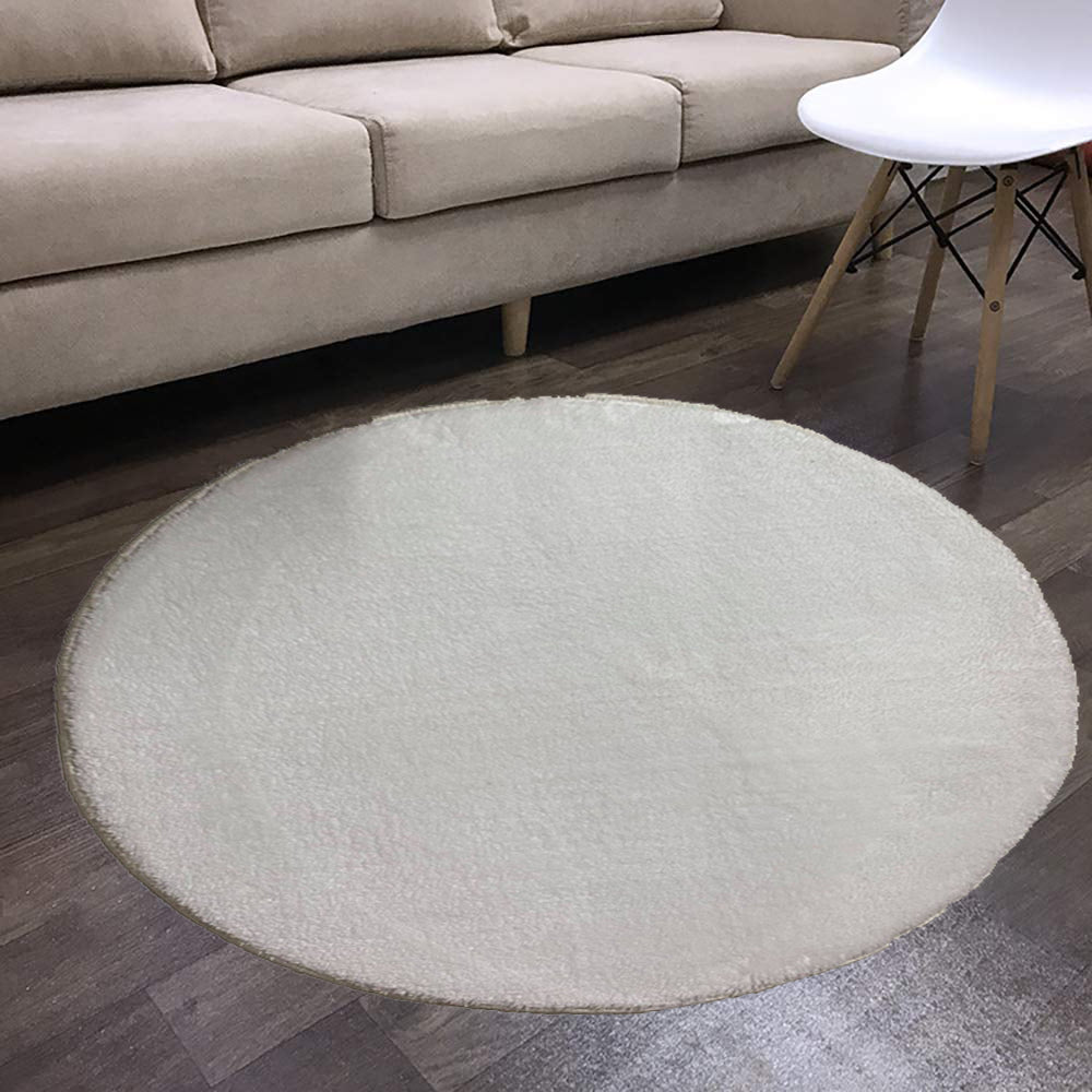 Covor Rotund Pelus ,Alb