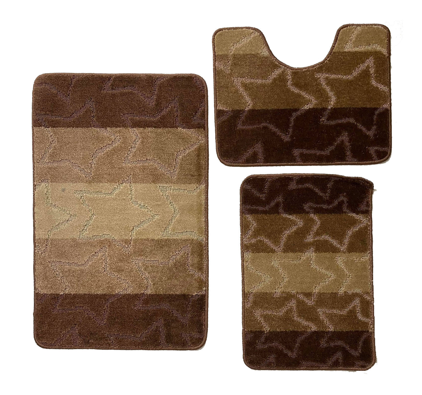 Set 3 piese covorase antiderapante de baie, Bej/Capucino/Maro