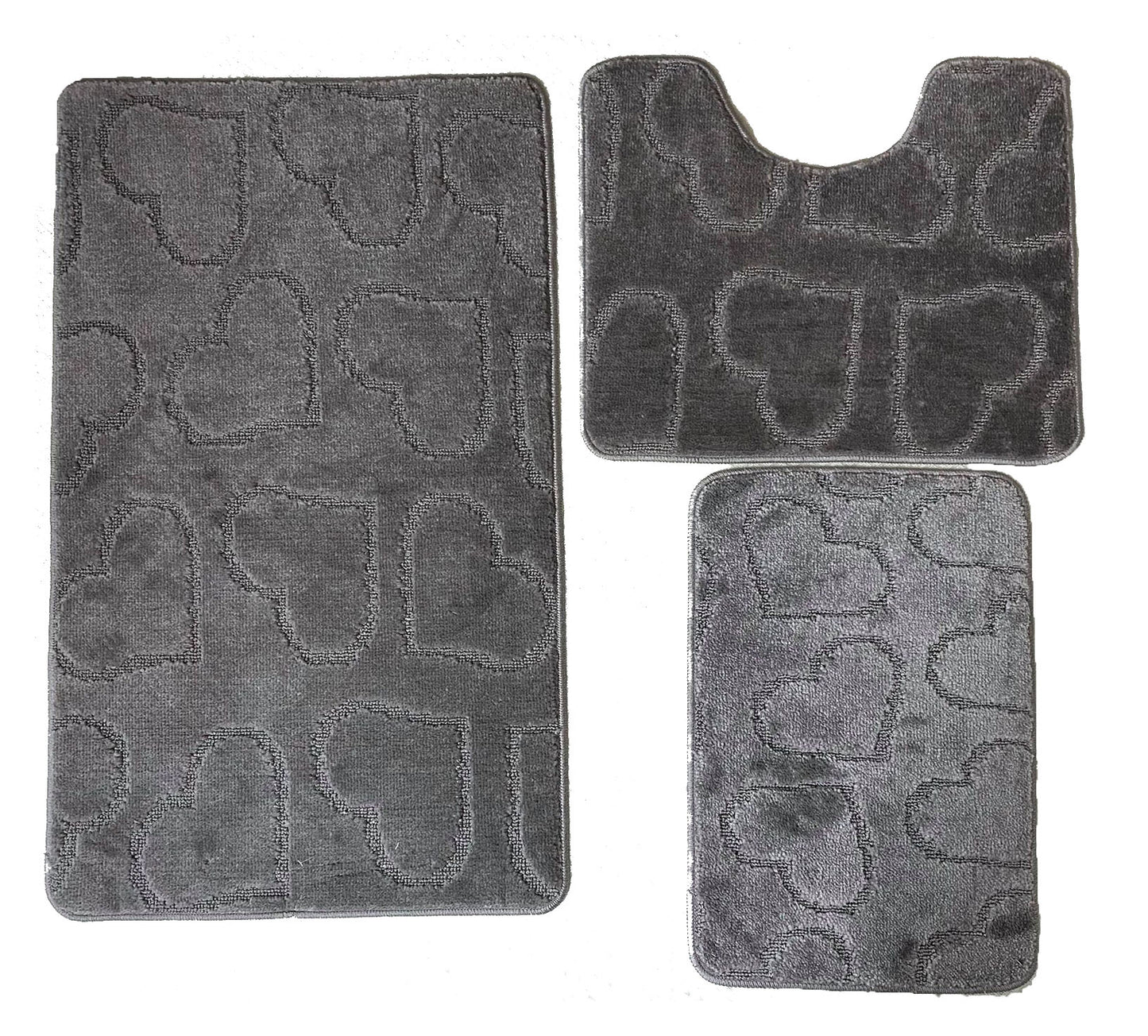 Set 3 piese covorase antiderapante de baie, Gri