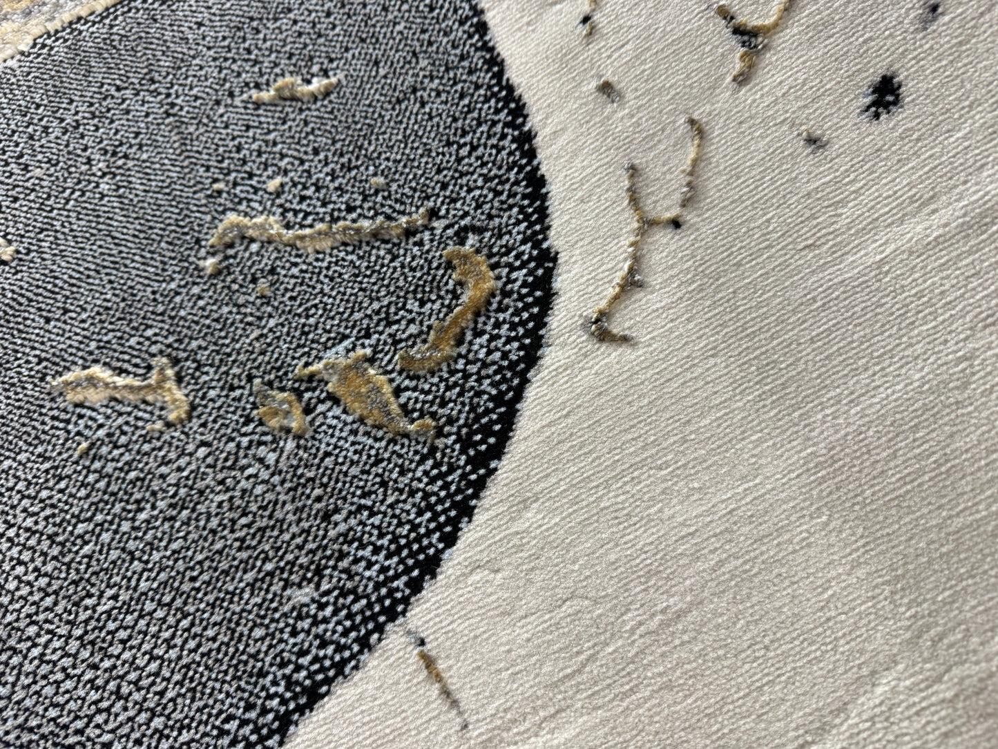 Covor cu Insertii 3D tip Marmura,Bej/Gri/Auriu