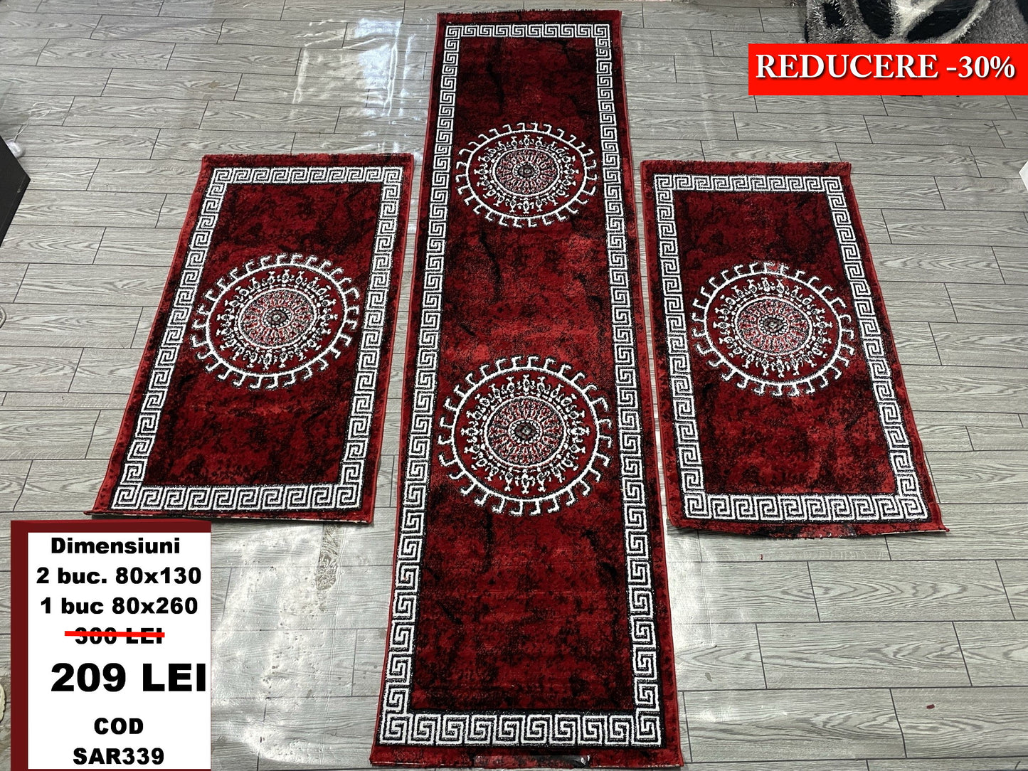 Set 3 Traverse Cu Insertii Geometrice,Rosu