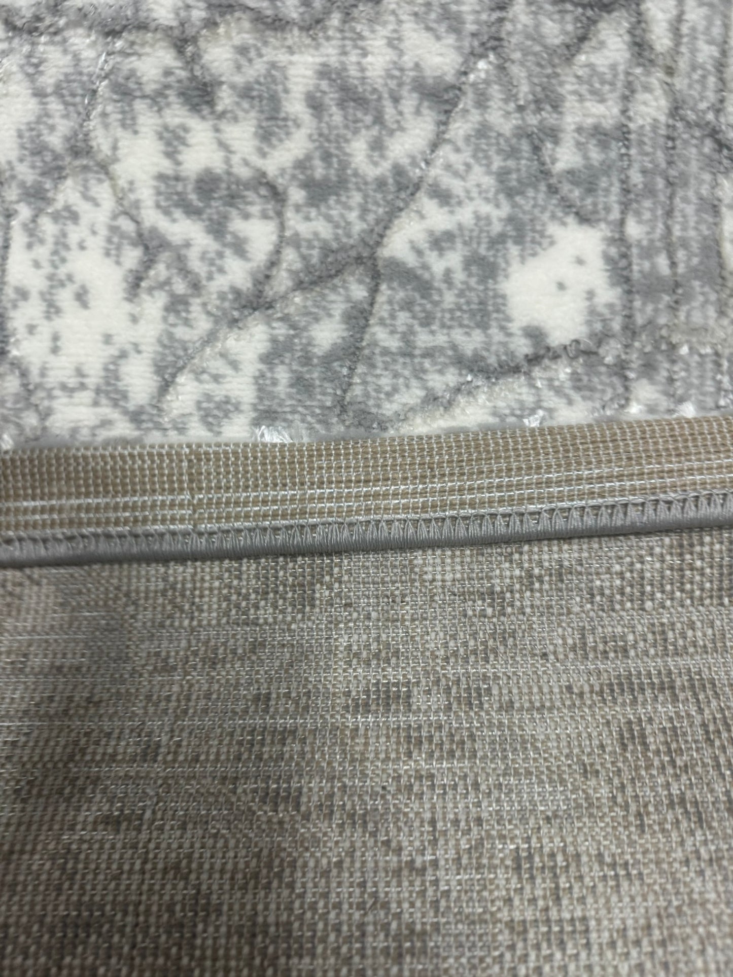 Covor cu Insertii Grecesti in Chenar,Gri/Bej