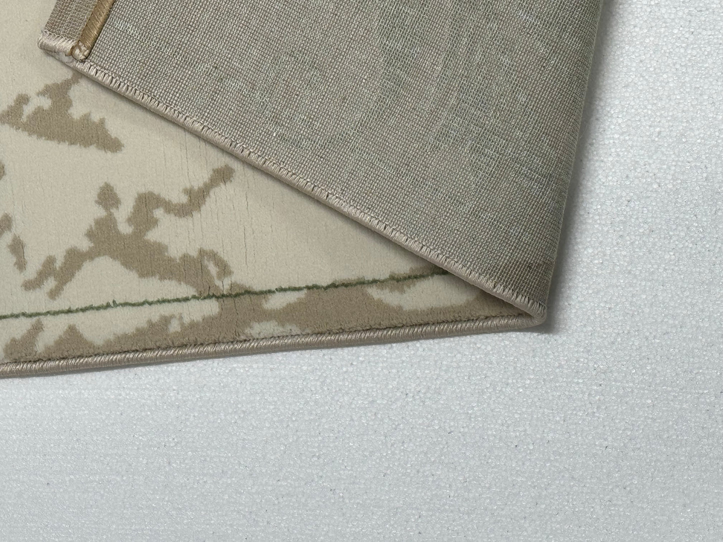 Covor Premium cu Insertii tip Lalea,Crem/Verde