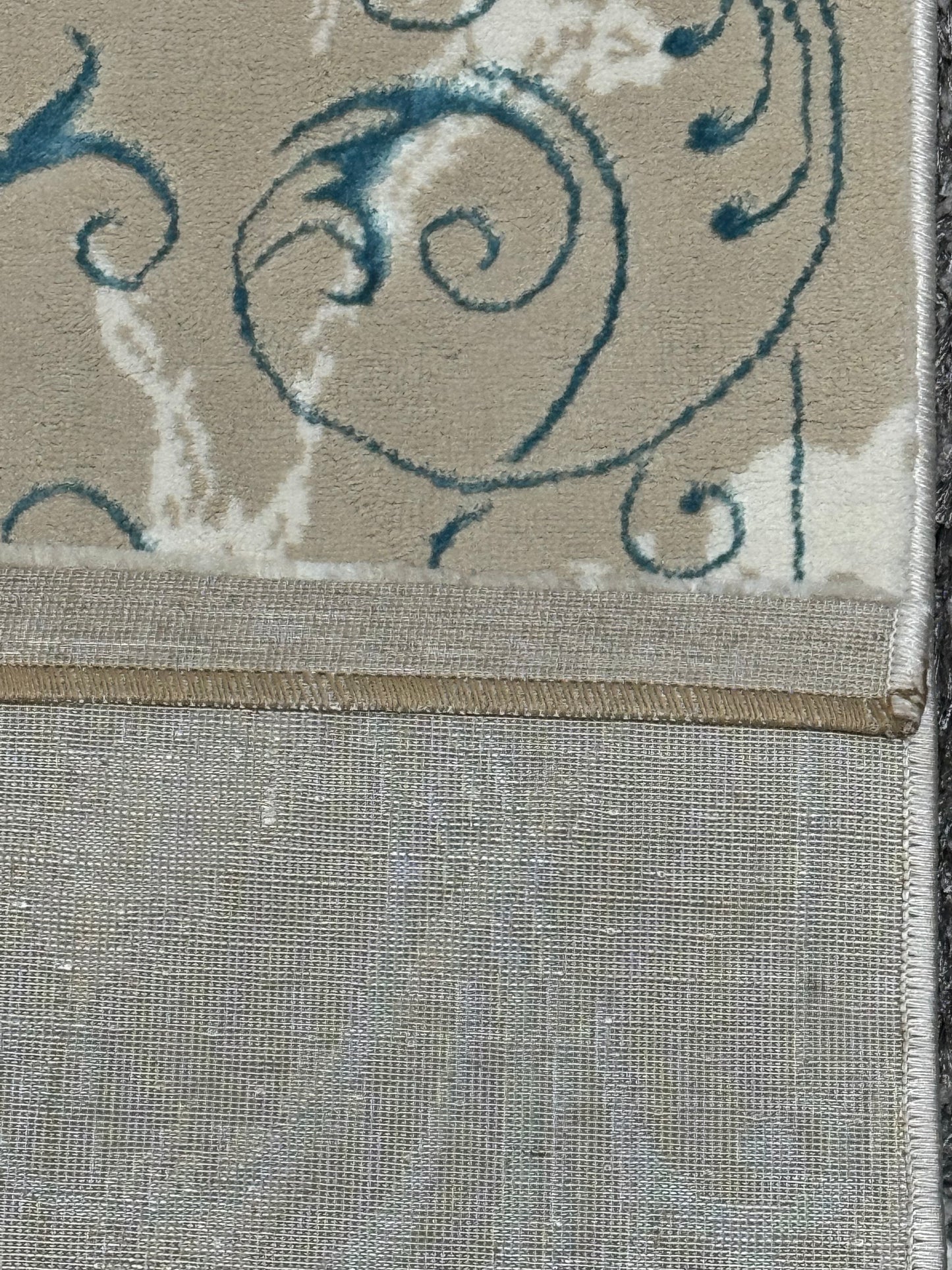 Covor 100x200 cm Premium cu Insertii tip Lalea,Crem/Turqoise