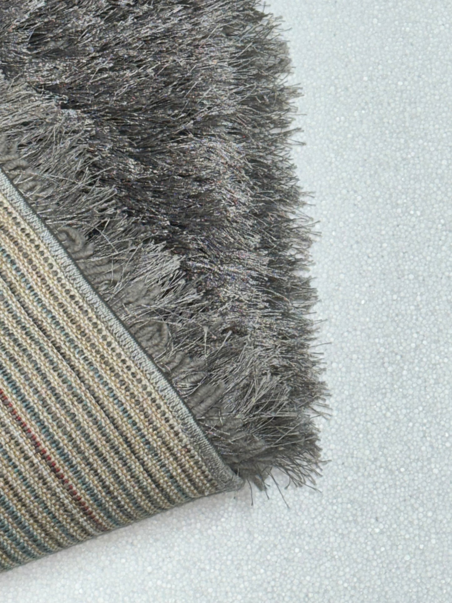 Covor Pufos din Fir de Matase si Bumbac 3D,Gri