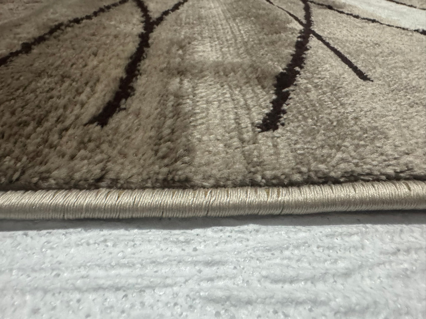 Covor cu Insertii Geometrice Tip Lini ,Bej/Crem