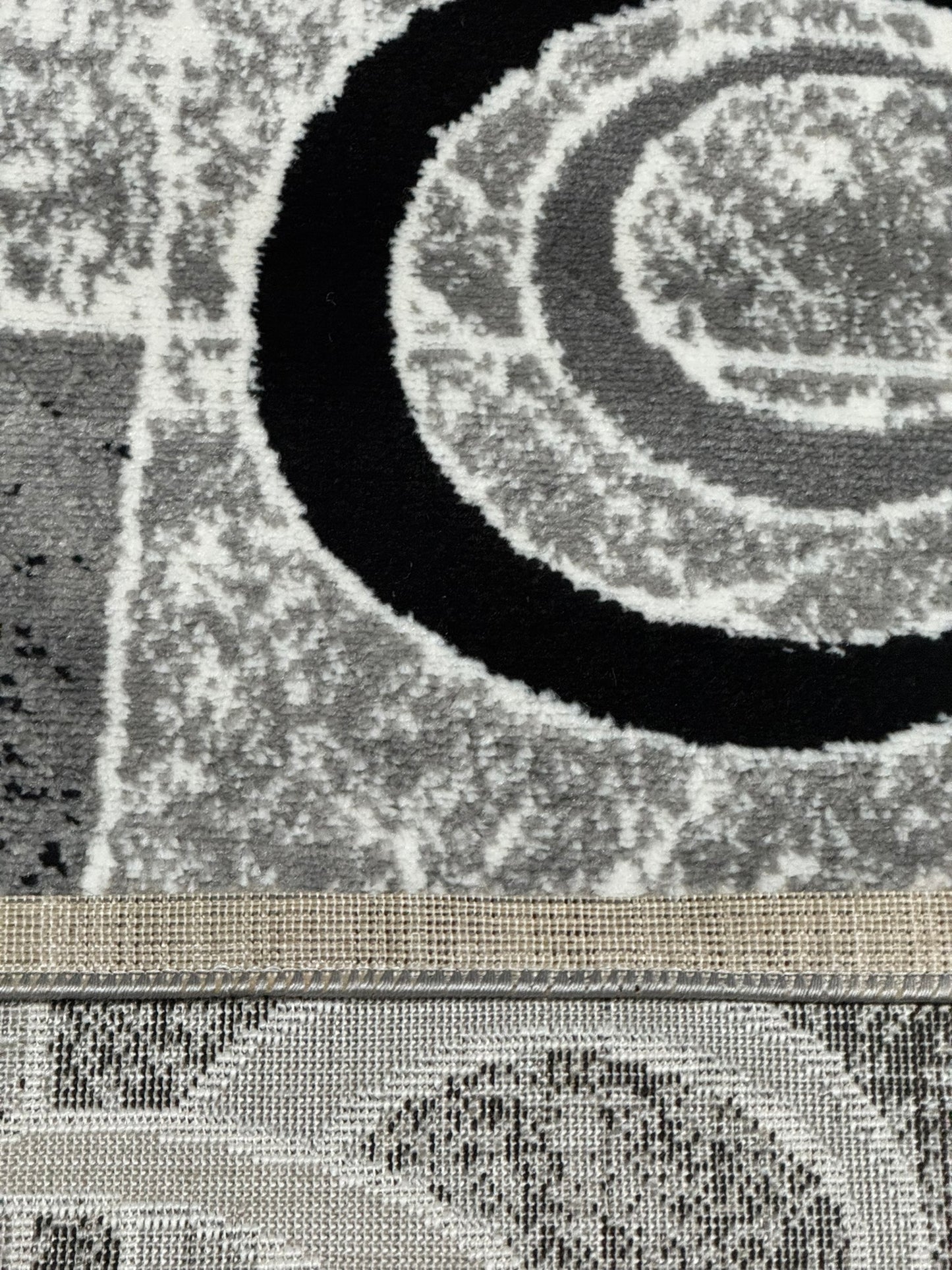 Traversa cu Insertii Geometrice tip Cercuri ,Gri/Negru