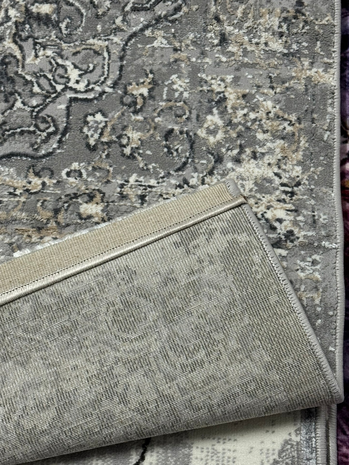 Covor Modern Cu Medalion,Gri/Bej