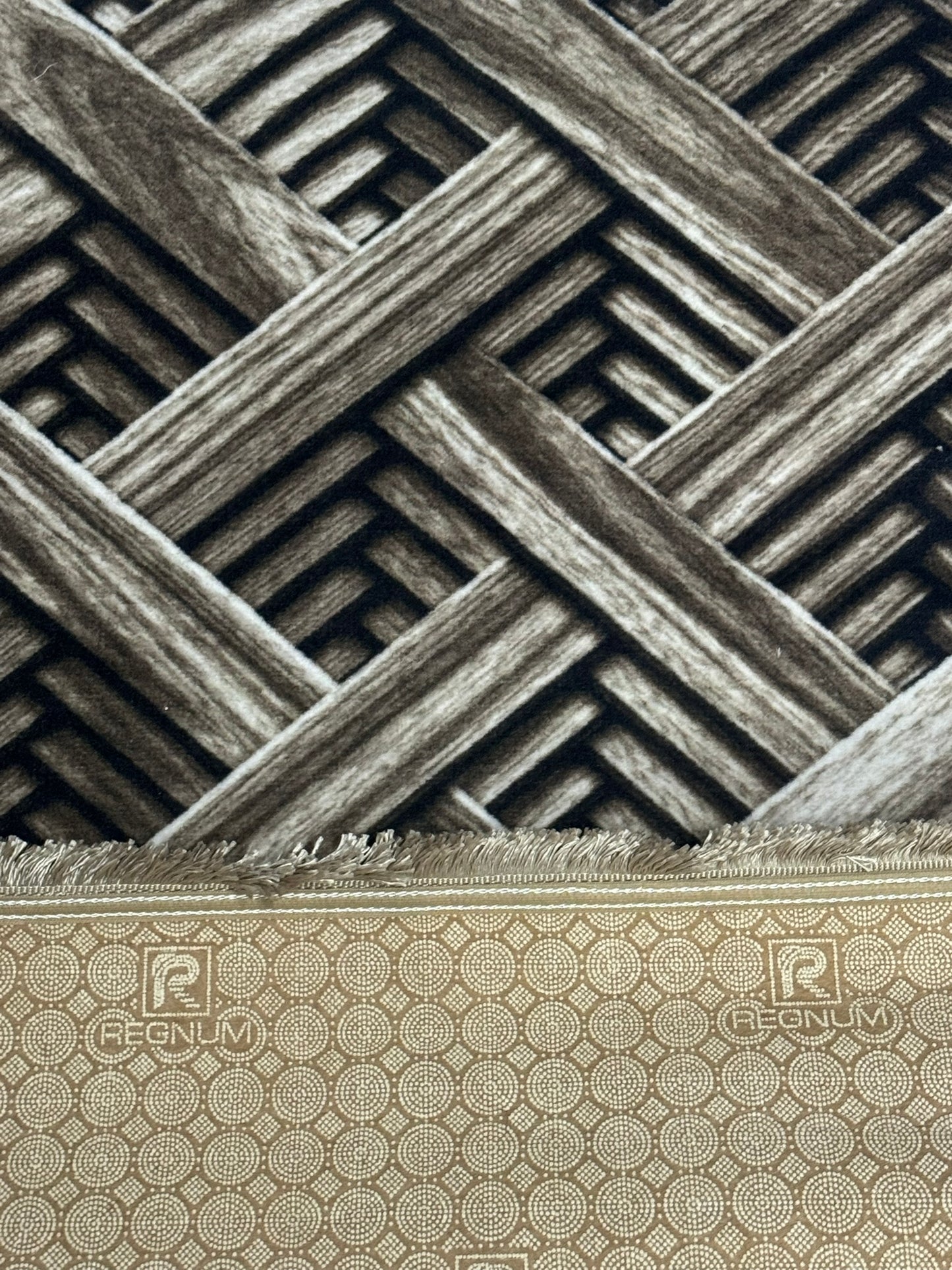 Set 3 Traverse Antiderapante Cu Insertii Tip Parchet 3D ,Bej/Maro