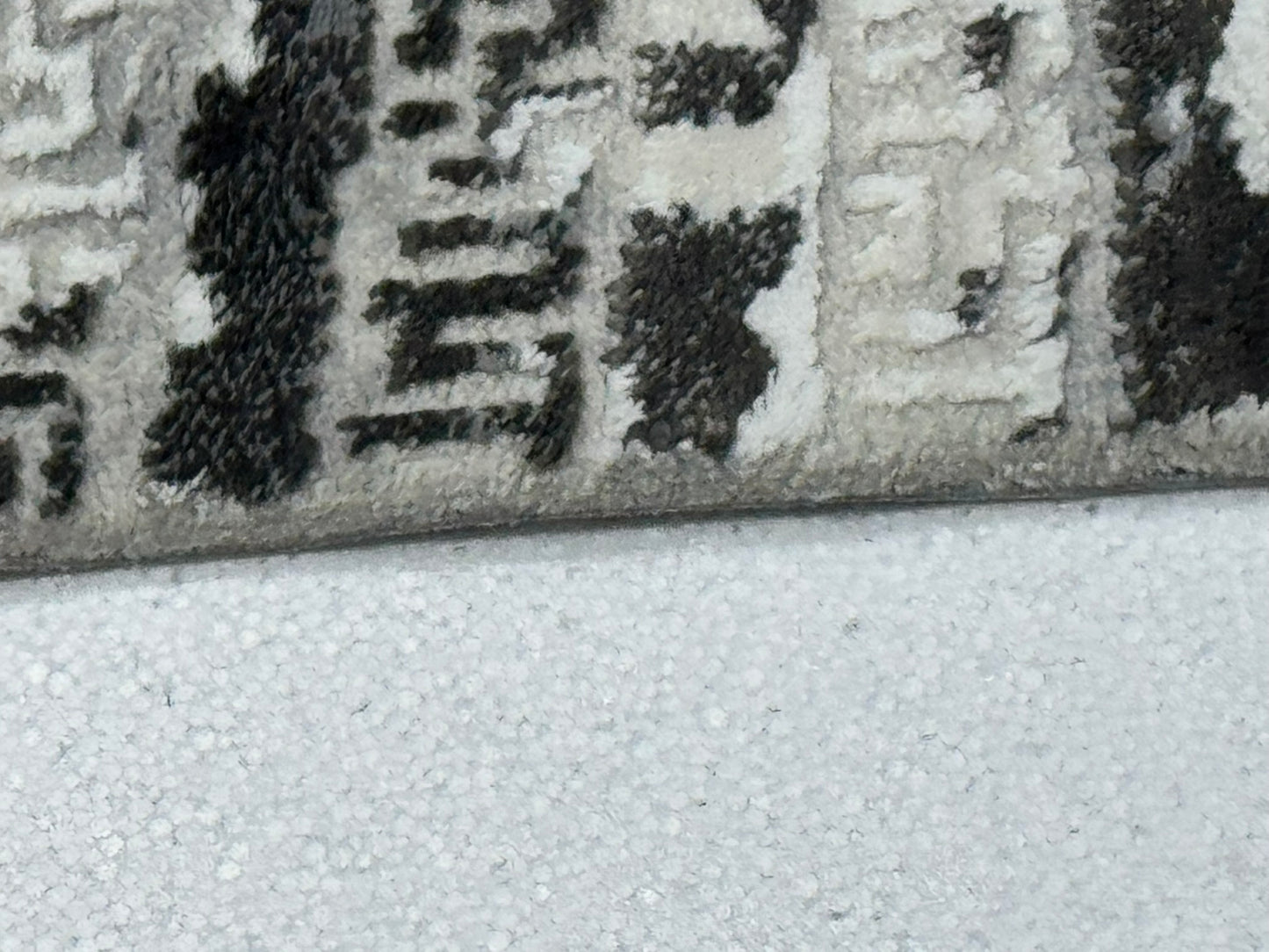 Covor Premium Modern Cu Insertii Grecesti si Franjuri,Gri/Bej/Gri Antracit