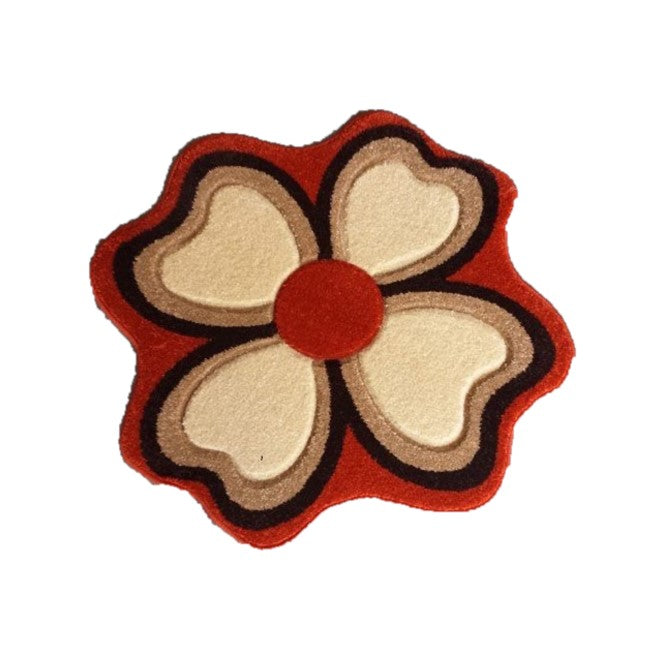 Covor Cu Fir Scurt Tip Trifoi ,Caramiziu/Maro/Bej/Capucino