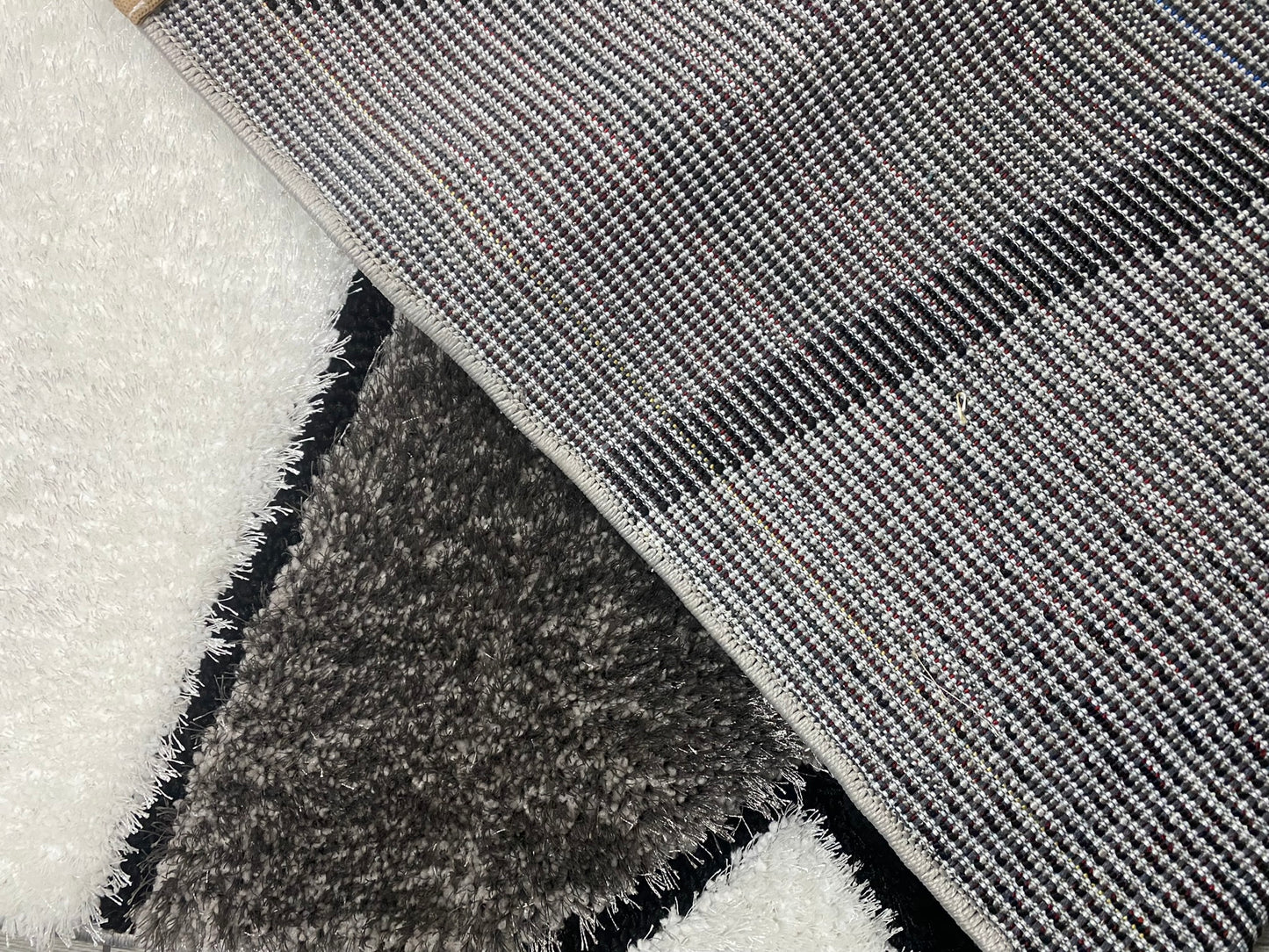 Set Covor cu Traverse Pufoase 3D,Gri/Negru/Alb