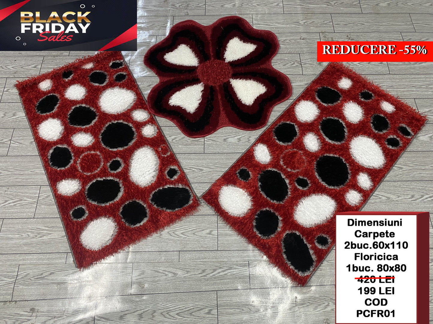 Set Traverse Cu Insertii Tip Buline ,Rosu