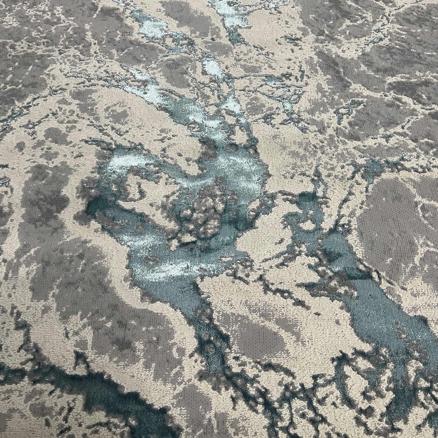 Covor Tip Valuri,Gri/Turcoaz