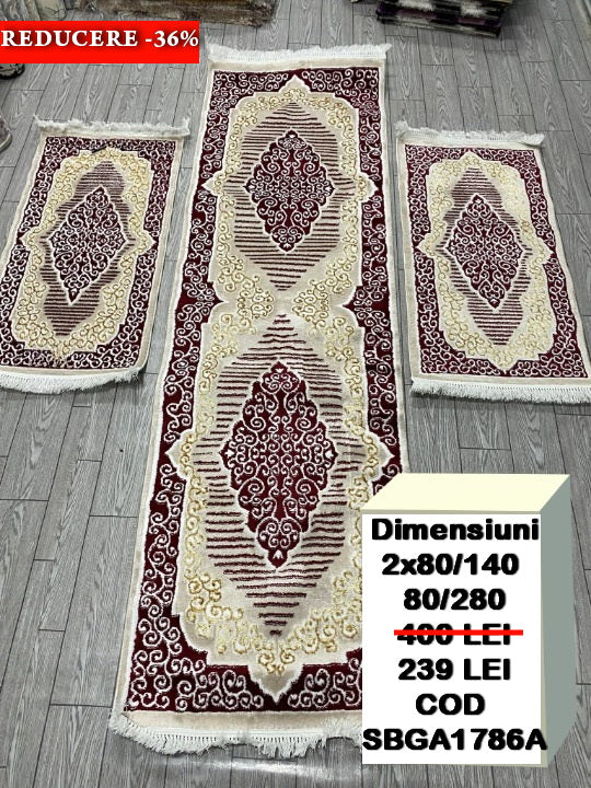 Set 3 Traverse Cu Medalion ,Grena/Crem/Auriu