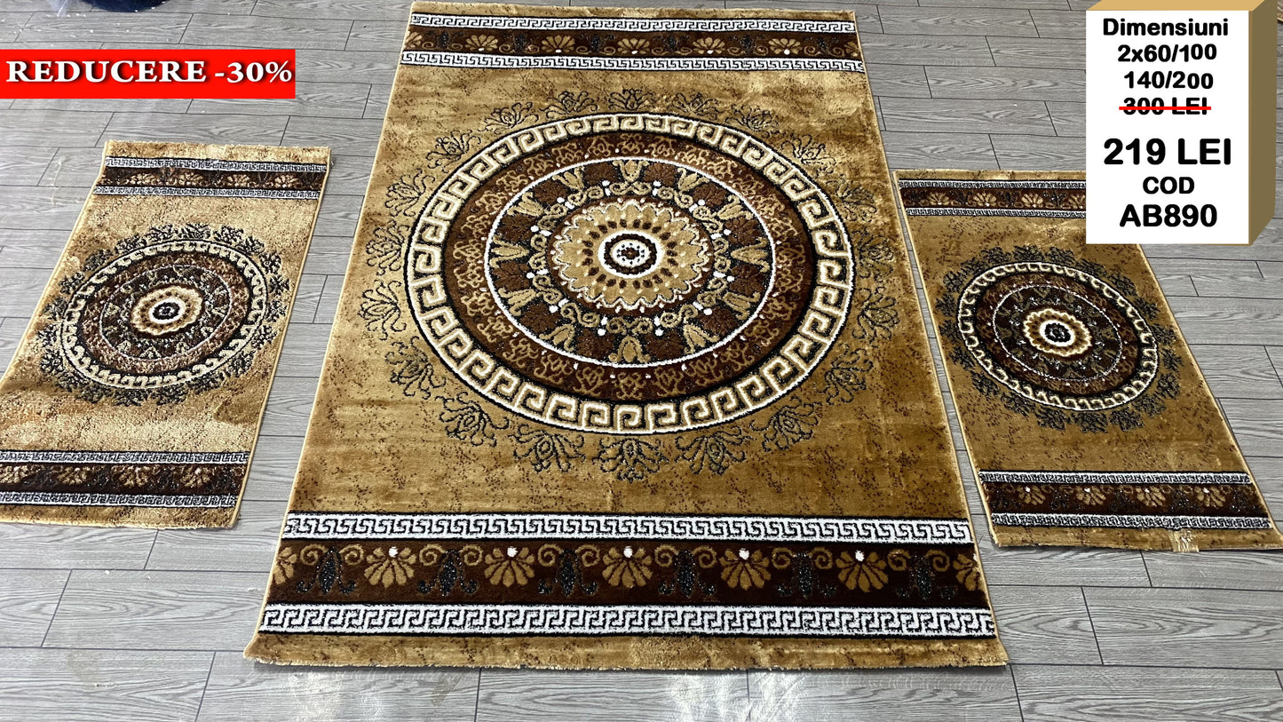 Set Covor si Traverse,Bej/Maro