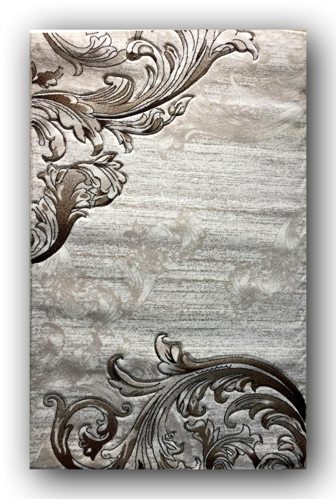 Covor cu Insertii Florale tip Lalea,Bej/Maro