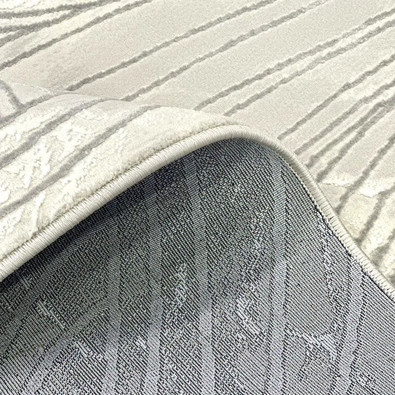 Covor Premium Tip Frunze de Calathea,Gri/Bej