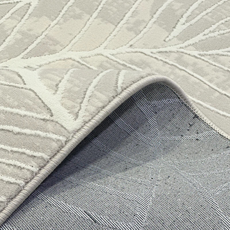 Covor Premium Tip Frunze de Calathea,Gri/Bej