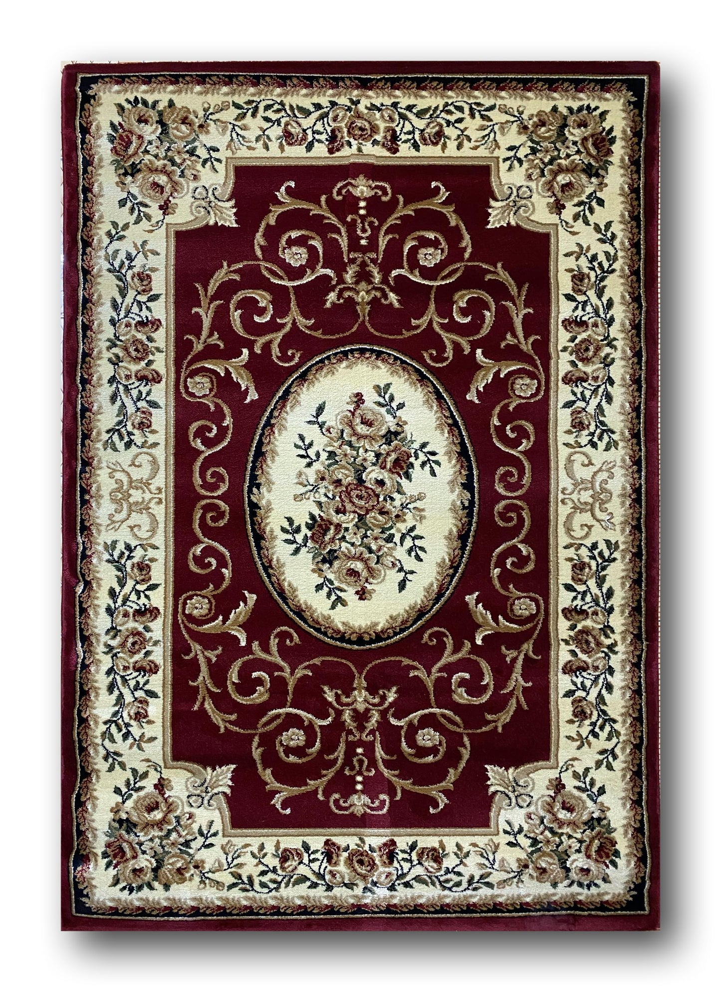 Covor cu Medalion si Insertii Florale ,Grena