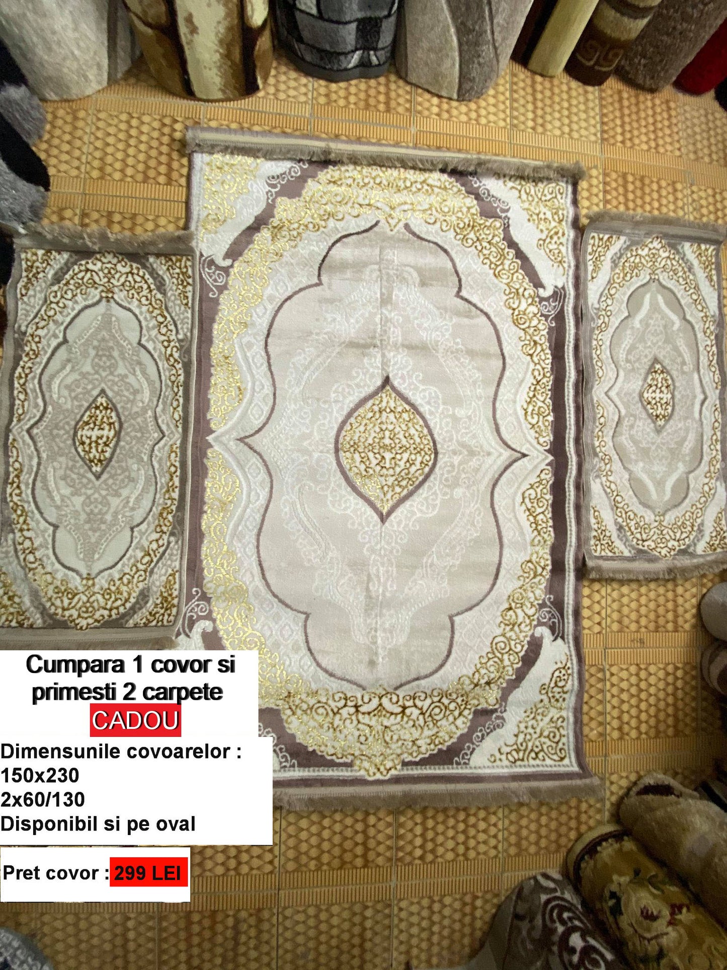 Covor cu insertii clasice cu 2 carpete cadou