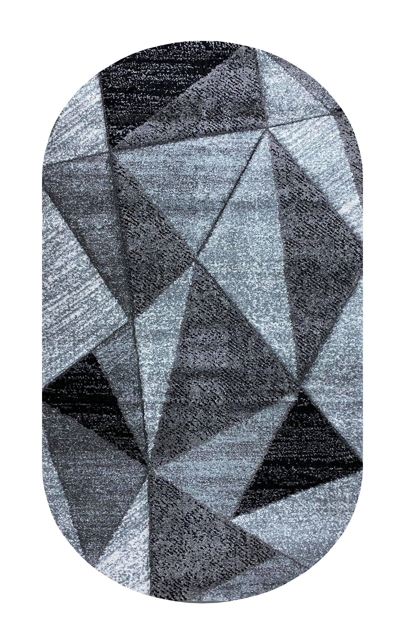 Covor frize cu Insertii Geometrice tip Triunghiuri Mari,Gri