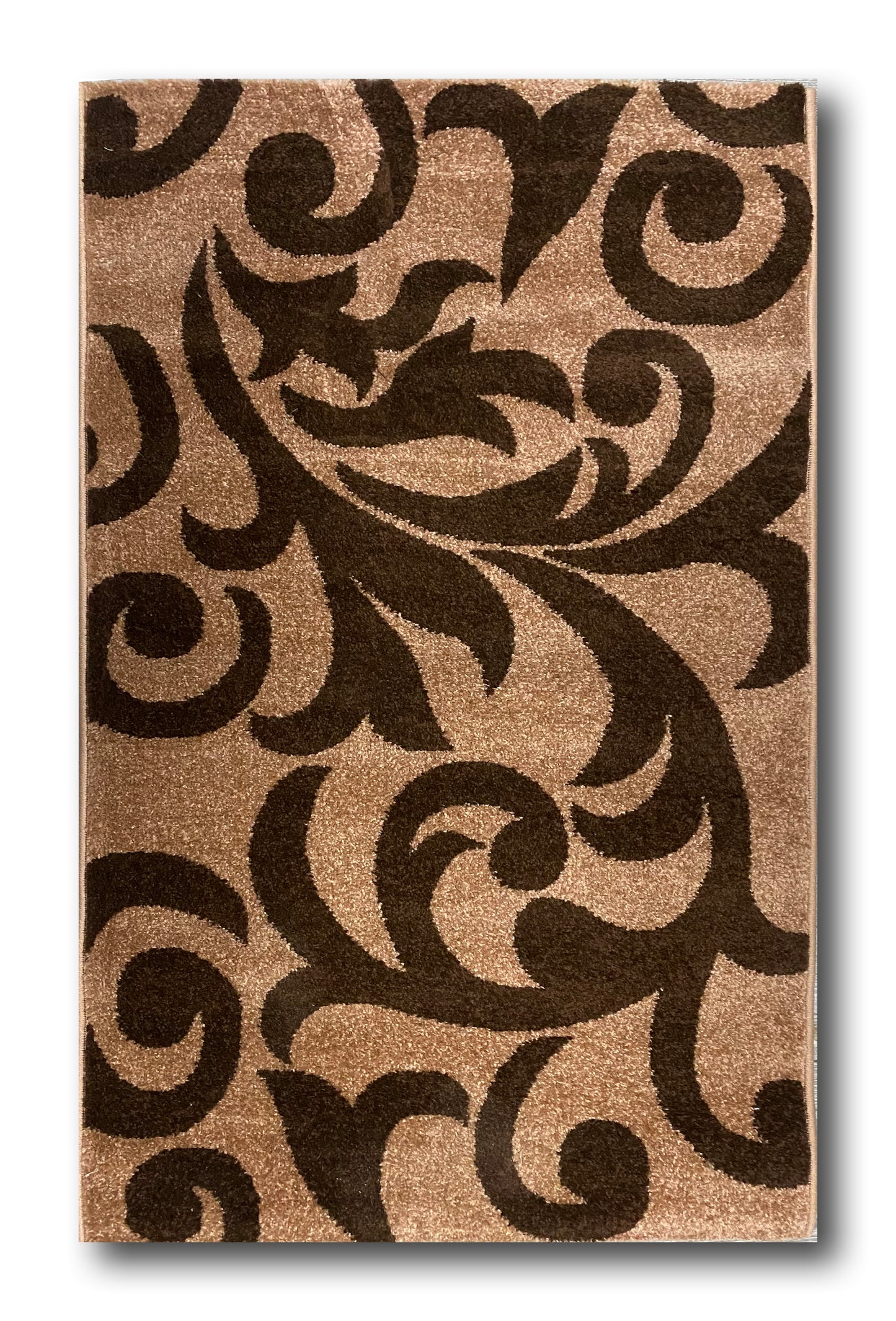 Covor cu Insertii Florale tip Tribal ,Capucinno