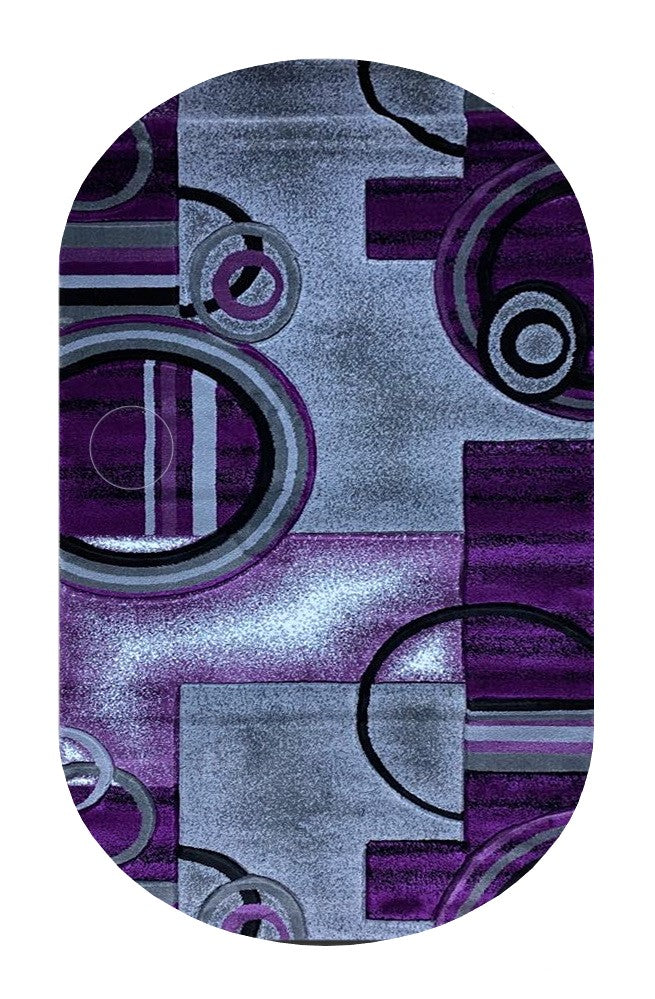 Covoare cu Insertii Geometrice tip Cercuri ,Mov-Gri