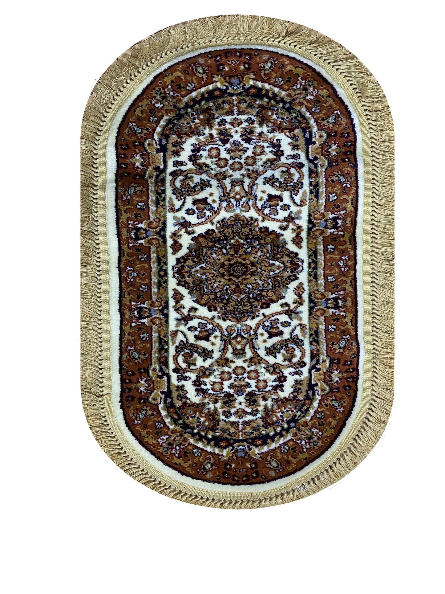 Set Covor si traverse cu Insertii Florale ,Bej