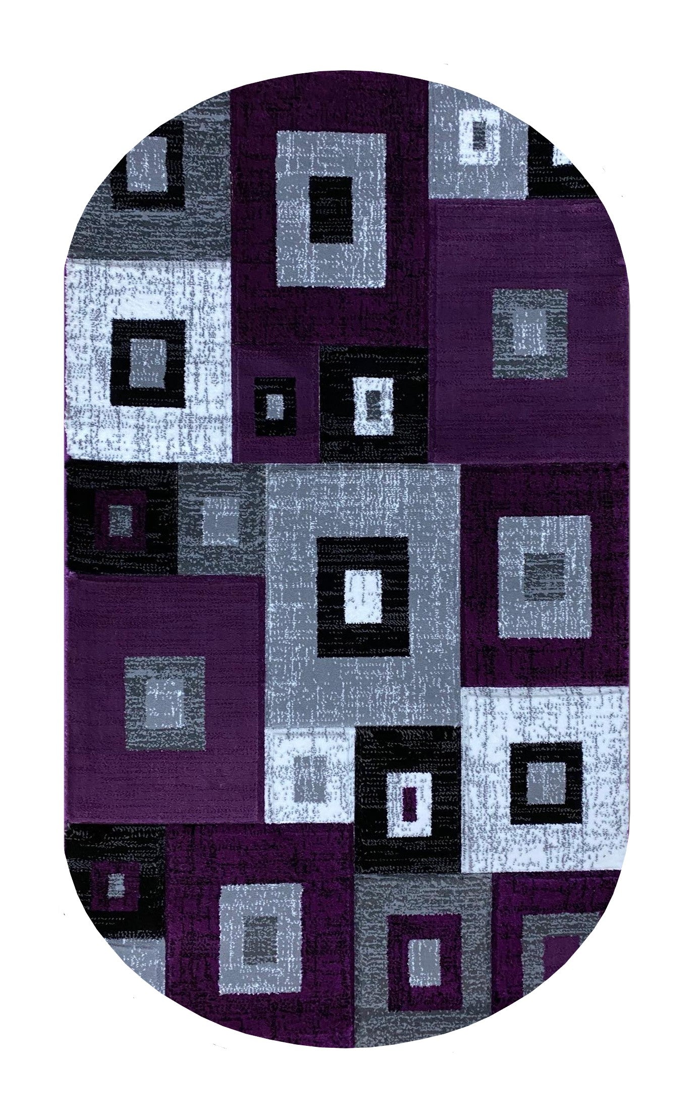 Covor cu Insertii Geometrice de Tip Patratele,Mov