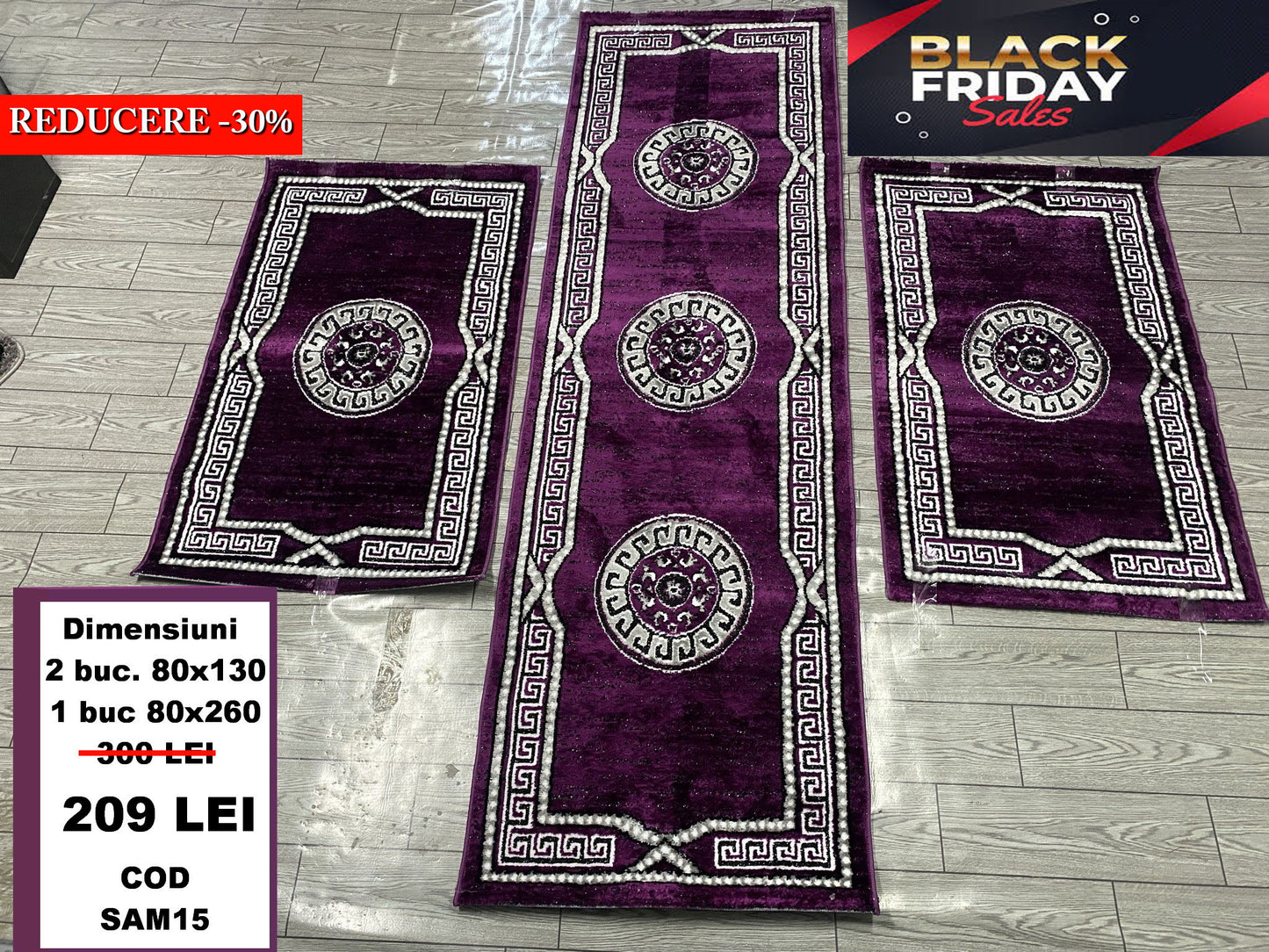 Set 3 Traverse cu Imprimeu Geometric ,Mov