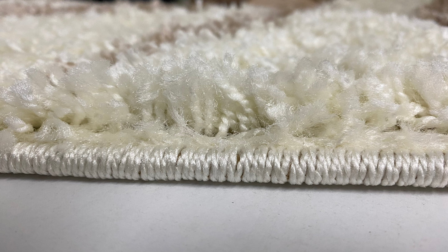 Set Covor cu Traverse Pufoase tip Shaggy,Bej/Maro