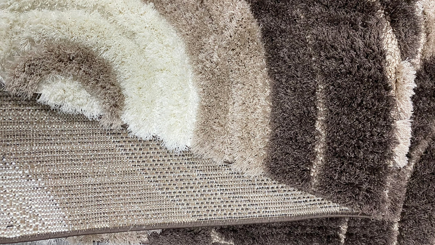 Set Covor cu Traverse Pufoase tip Cocolino ,Capucinno/Crem