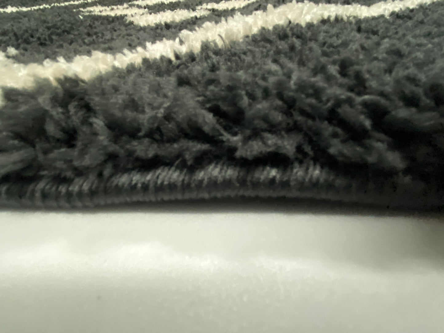 Set 3 Traverse Pufoase tip Shaggy,Negru/Alb