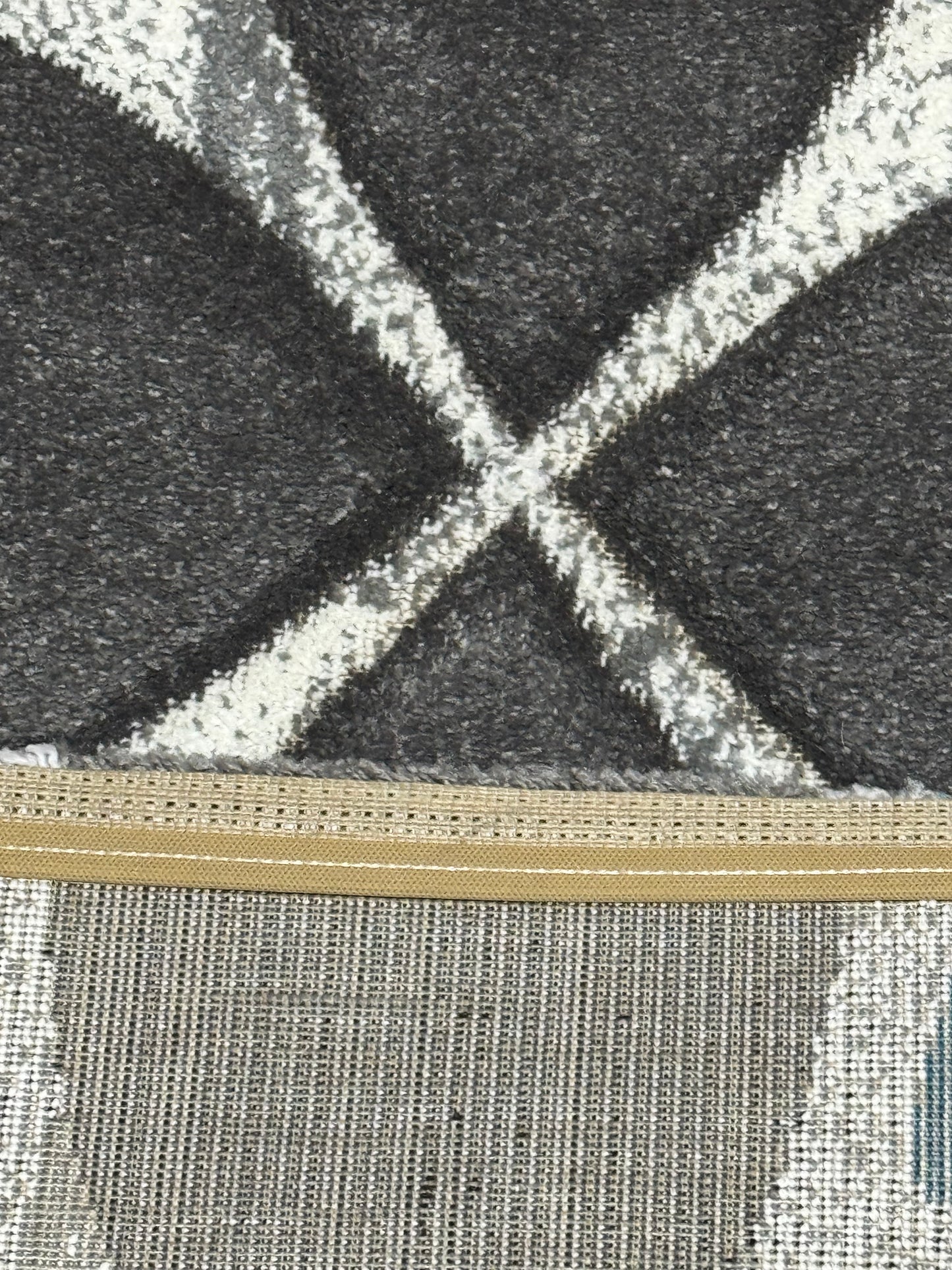 Covor Modern tip X, Gri/Negru/Albastru