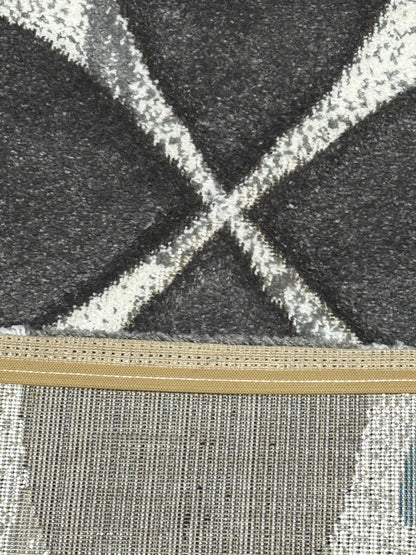 Covor Modern tip X, Gri/Negru/Albastru