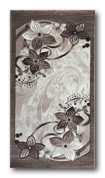 Covor cu Insertii Florale tip Margarete , Grej