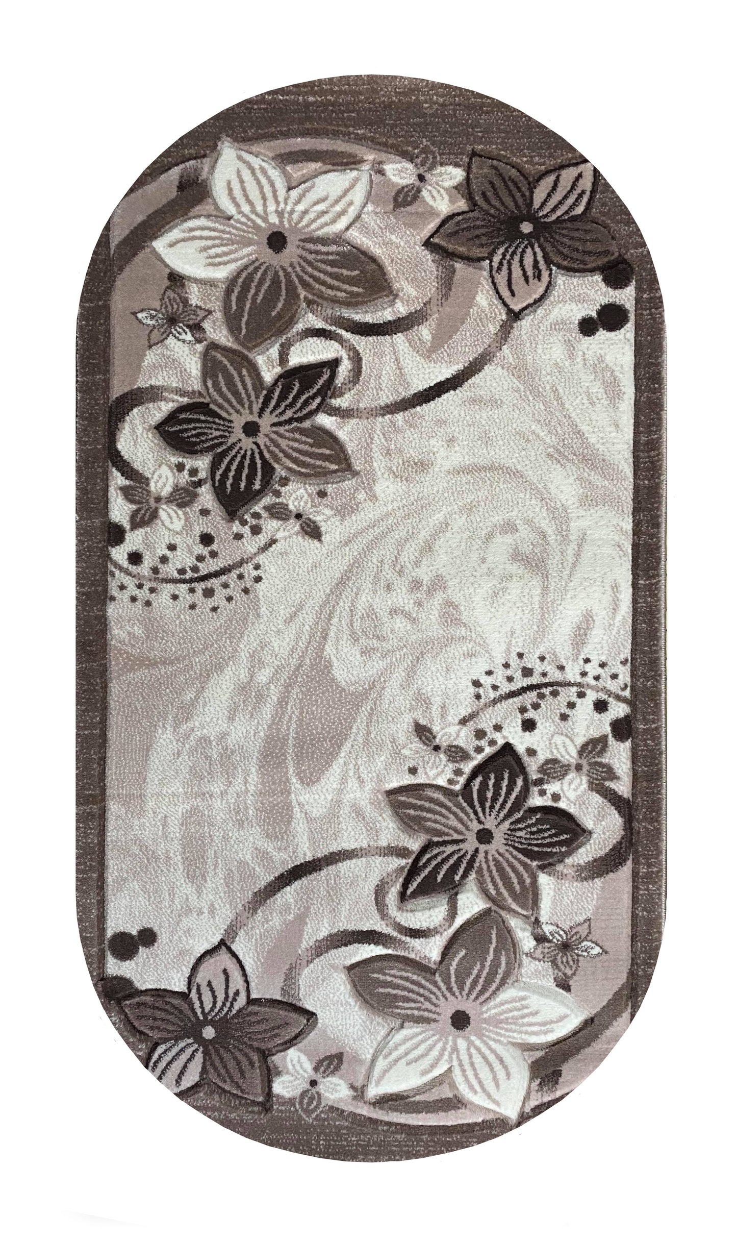 Covor cu Insertii Florale tip Margarete , Grej