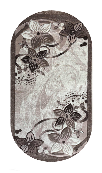 Covor cu Insertii Florale tip Margarete , Grej