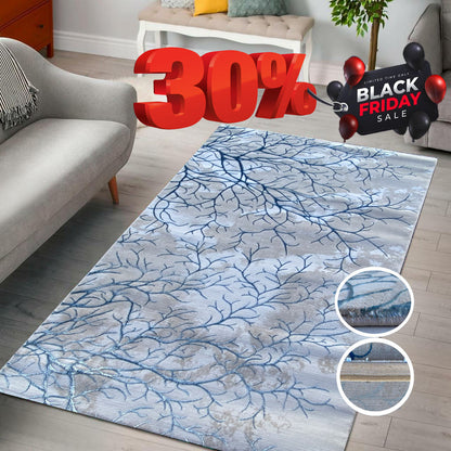 Covor Modern cu Insertii Naturale de tip Crenute , Bej/Turqoise