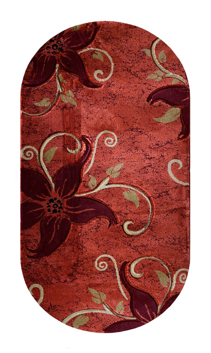 Covoare cu Insertii Florale ,Caramiziu-Grena